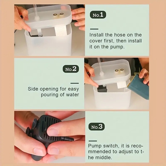 50.72oz Automatic Cat Water Fountain USB Powered GreyTransparent New in Box - Picture 3 of 5